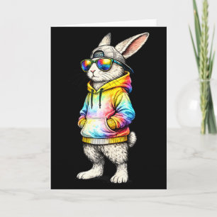 Cool Bunny Face With Sungles Cap Easter Day Boys M Card