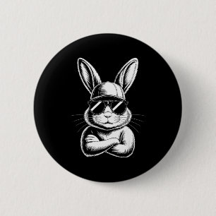 Cool Bunny Face With Sungles Easter Day For Boys M 2 Inch Round Button