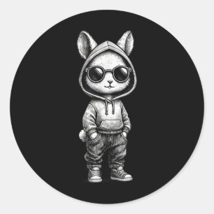 Cool Bunny Face With Sungles Easter Day For Boys M Classic Round Sticker
