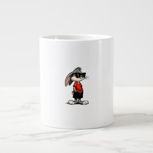 Cool Bunny in Shades Cartoon Illustration Large Coffee Mug (Front)