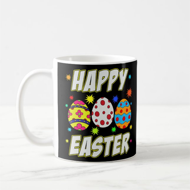 Cool Bunny Mommies Happy Easter Rabbit Jump Eggs E Coffee Mug (Left)