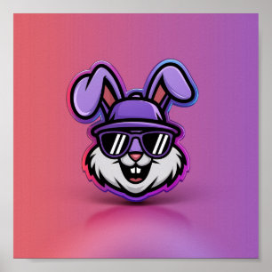 Cool Bunny Poster: Stylish & Fun Wall Art! Poster