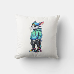 Cool Bunny Rabbit Sunglasses Easter Day For Boys M Throw Pillow