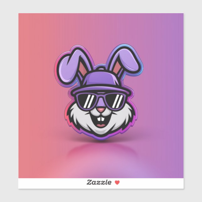Cool Bunny Sticker: Trendy & Fun Design! (Sheet)