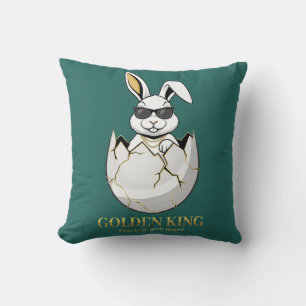 Cool Bunny Sunglasses Golden King Funny Rabbit Throw Pillow