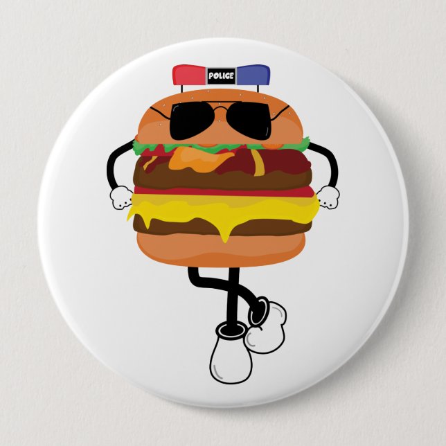 Cool Burger Police 4 Inch Round Button (Front)