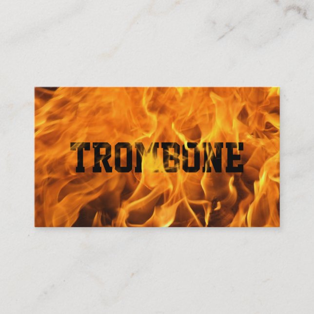 Cool Burning Fire Trombone Business Card (Front)