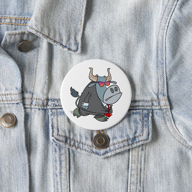 Cool Business Bull in Suit with Sunglasses  3 Inch Round Button (Creator Uploaded)