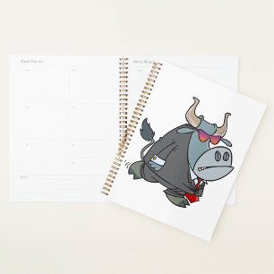 Cool Business Bull in Suit with Sunglasses  Planner