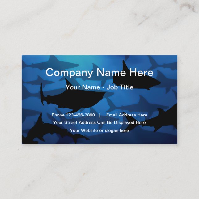 Cool Business Cards With School Of Sharks (Front)