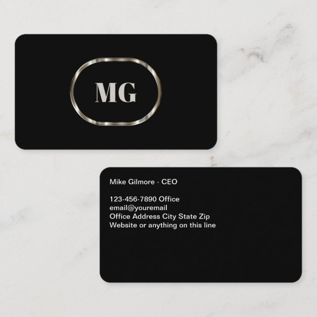 Cool Business Monogramme Double côté Cartes de vis (Devant / Derrière)