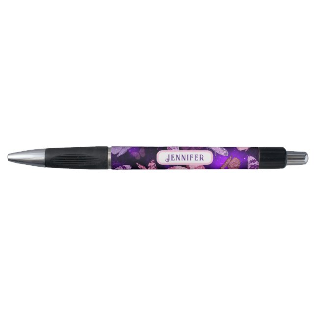 Cool Butterfly Black And Purple  Pen (Front)