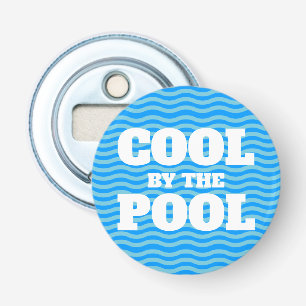 Cool by the pool blue water wave line summer party bottle opener