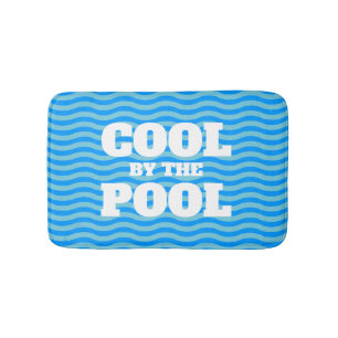 Cool by the pool funny blue water wave lines bath mat