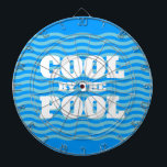 Cool by the pool funny summer vibes custom dartboard<br><div class="desc">Cool by the pool funny summer vibes custom Dart Board. Blue wave pattern with bold text. Add your own personalized name,  water polo team,  quote etc. Fun Birthday party gift idea for kids,  swimmer,  coach etc.</div>