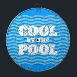 Cool by the pool funny summer vibes custom dartboard<br><div class="desc">Cool by the pool funny summer vibes custom Dart Board. Blue wave pattern with bold text. Add your own personalized name,  water polo team,  quote etc. Fun Birthday party gift idea for kids,  swimmer,  coach etc.</div>