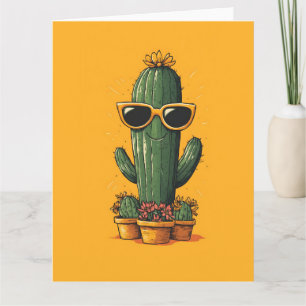 Cool Cactus with Sunglasses and Flowers Card