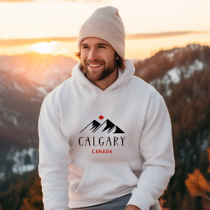 Cool Calgary Canada Mountains Maple Leaf  Hoodie