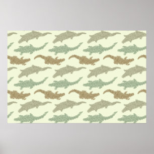 Cool Camo Alligators - seamless pattern. Poster