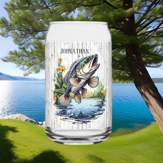 Cool camper lake house fishing lovers add name can glass