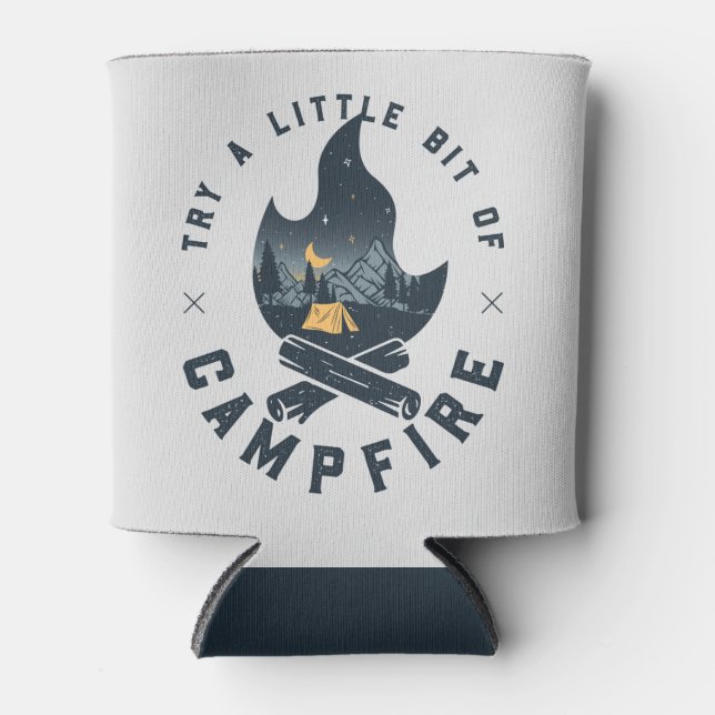 Cool Camping Camper Campfire Under Stars Mountains Can Cooler (Front)