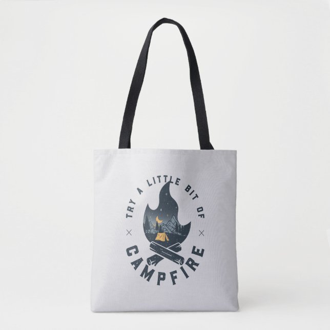 Cool Camping Camper Campfire Under Stars Mountains Tote Bag (Front)