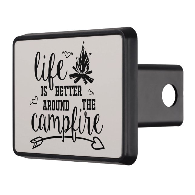 cool camping campfire word art trailer hitch cover (Left)
