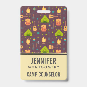 Cool Camping Design Outdoorsy Pattern Professional Badge