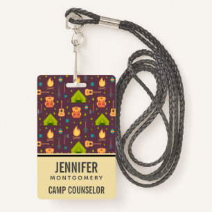 Cool Camping Design Outdoorsy Pattern Professional Badge