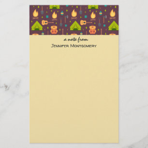 Cool Camping Design Outdoorsy Pattern Stationery
