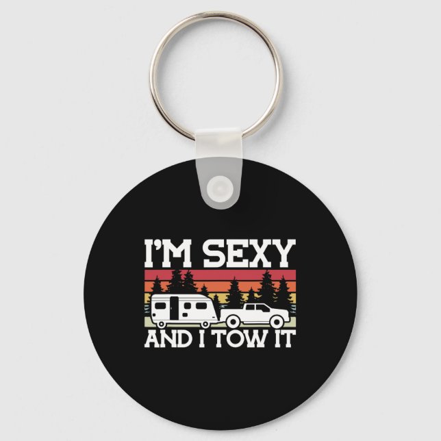 Cool Camping Hiking And Other Stuff Gifts Pull Car Keychain (Front)