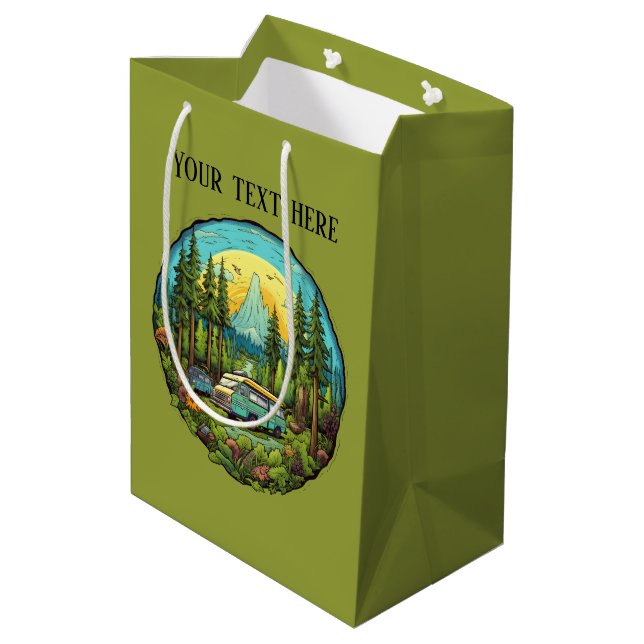 Cool camping lovers add text medium gift bag (Back Angled)