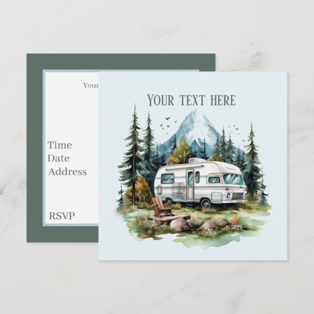 Cool camping lovers party invitation (Front/Back)