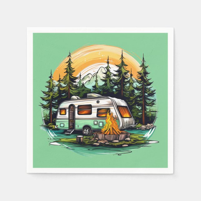 Cool camping lovers party  napkin (Front)