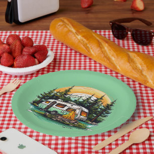 Cool camping lovers party paper plate