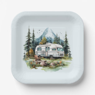 Cool camping lovers party paper plate