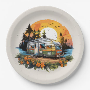 Cool camping lovers party paper plate