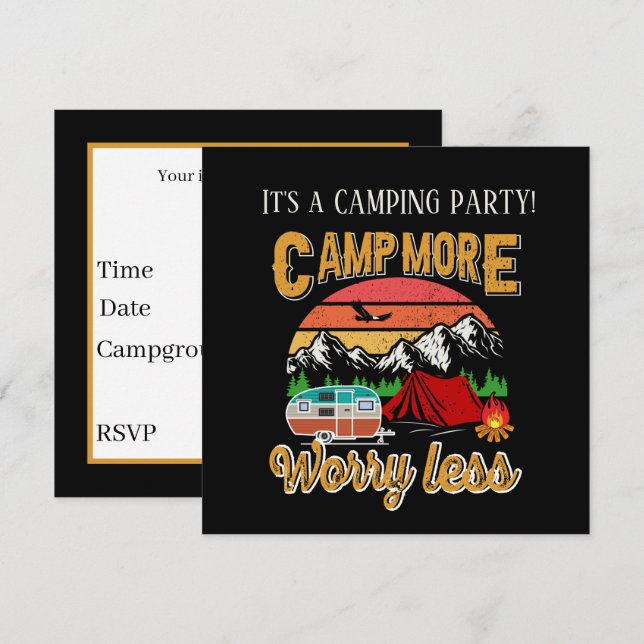 cool camping party add information invitation (Front/Back)