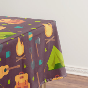 Cool Camping Pattern Outdoorsy Design Tablecloth