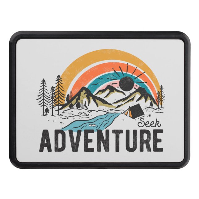 cool camping seek adventure  trailer hitch cover (Front)