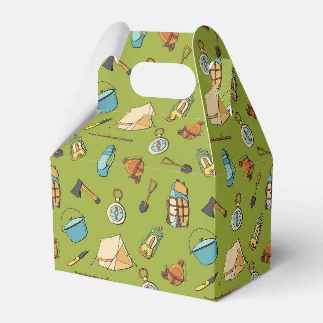 cool camping tiled pattern party  favor box (Front Side)