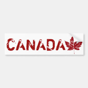 Cool Canada Bumper Sticker Distressed Maple Leaf