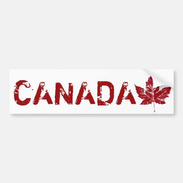 Cool Canada Bumper Sticker Distressed Maple Leaf (Front)