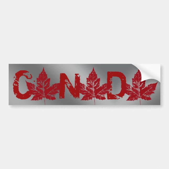 Cool Canada Bumper Sticker Distressed Maple Leaf (Front)