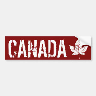 Cool Canada Bumper Sticker Distressed Maple Leaf
