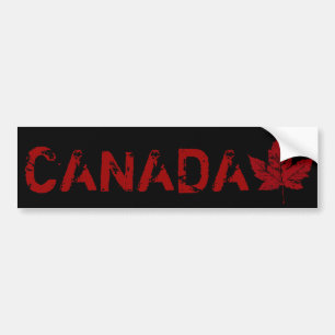 Cool Canada Bumper Sticker Distressed Maple Leaf