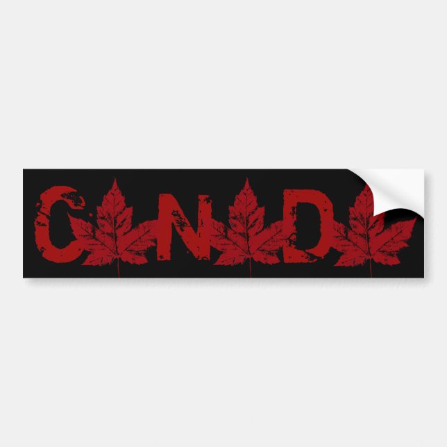 Cool Canada Bumper Sticker Distressed Maple Leaf (Front)