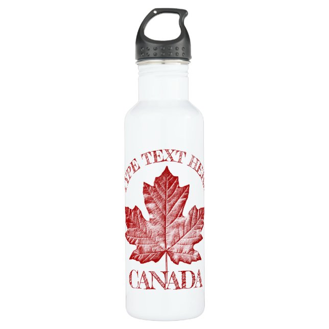 Cool Canada Retro Maple Leaf Souvenir Water Bottle (Front)
