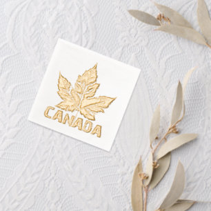 Cool Canada Tableware Retro Maple Leaf Souvenir  Foil Napkins