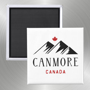 Cool Canmore Canada Mountains Maple Leaf  Magnet